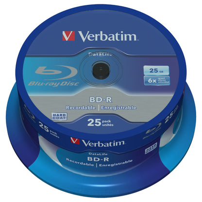 1x25 Verbatim BD-R Blu-Ray 25GB 6x Speed Datalife No-ID Cakebox