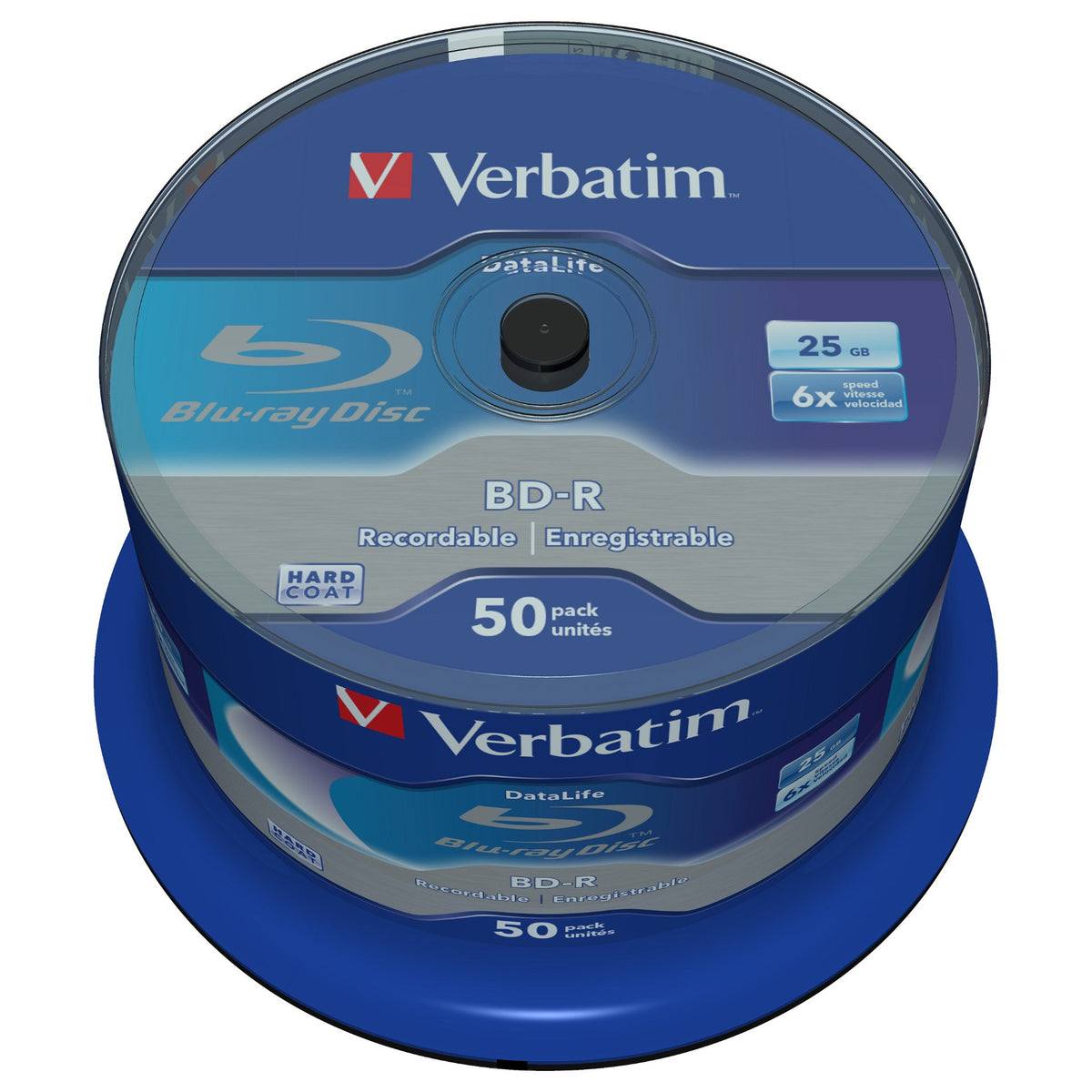 1x50 Verbatim BD-R Blu-Ray 25GB 6x Speed Datalife No-ID Cakebox
