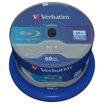 1x50 Verbatim BD-R Blu-Ray 25GB 6x Speed Datalife No-ID Cakebox