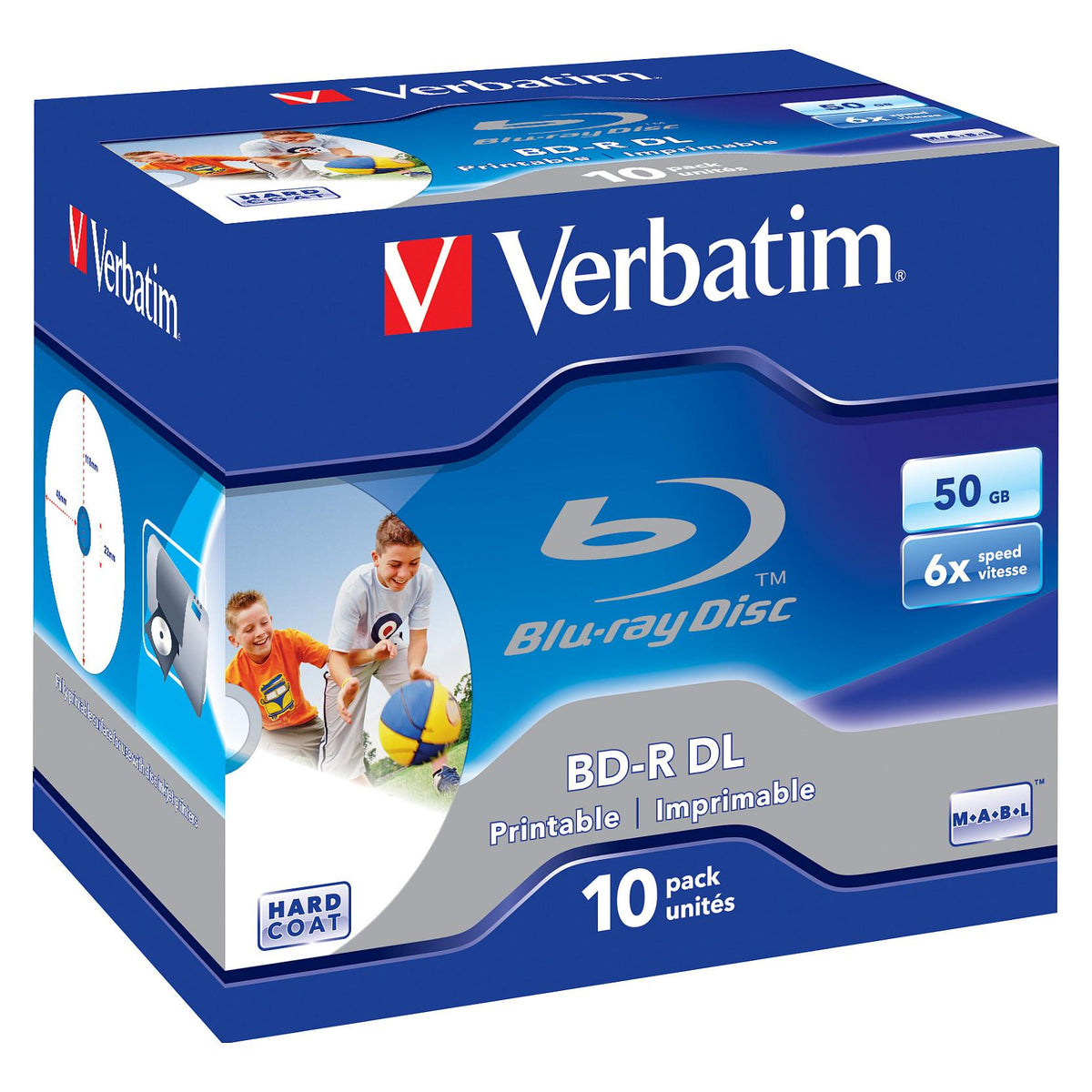 1x10 Verbatim BD-R Blu-Ray 50GB 6x Speed printable Jewel Case