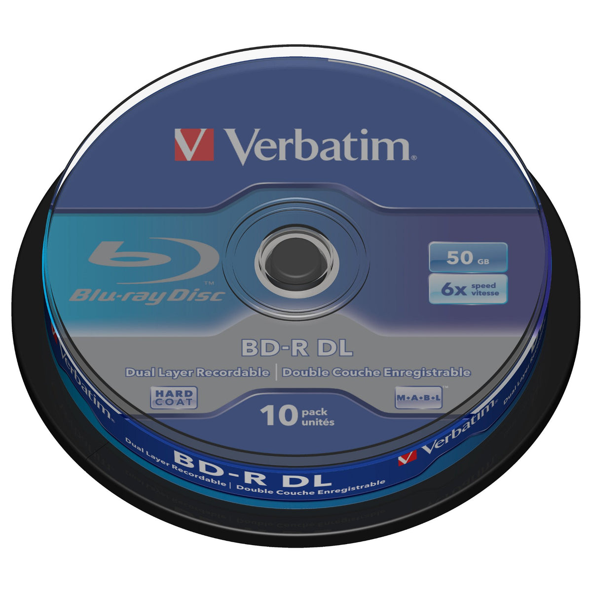 1x10 Verbatim BD-R Blu-Ray 50GB 6x Speed, white blue Cakebox