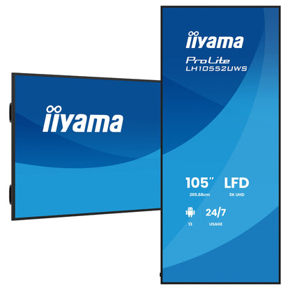 265,7cm/104.6" (5120x2160) iiyama LH10552UWS-B1AG 21:9 5K UW IPS 8ms 60Hz HDMI DisplayPort USB-C RJ45 RS-232c VESA Speaker WiFi Black