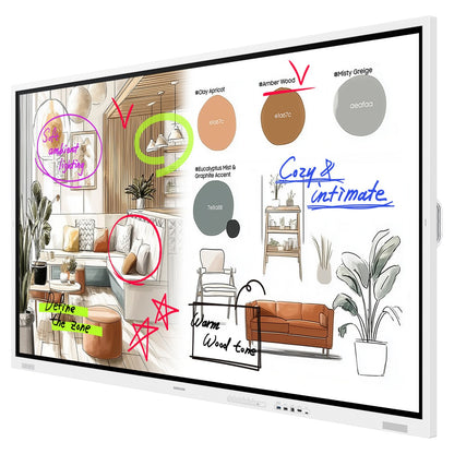189,2cm/75" (3840x2160) Samsung WM75FX 16:9 4K VA 8ms HDMI USB-C USB LAN WLAN Bluetooth VESA Speaker Touch 12/7 White Gray
