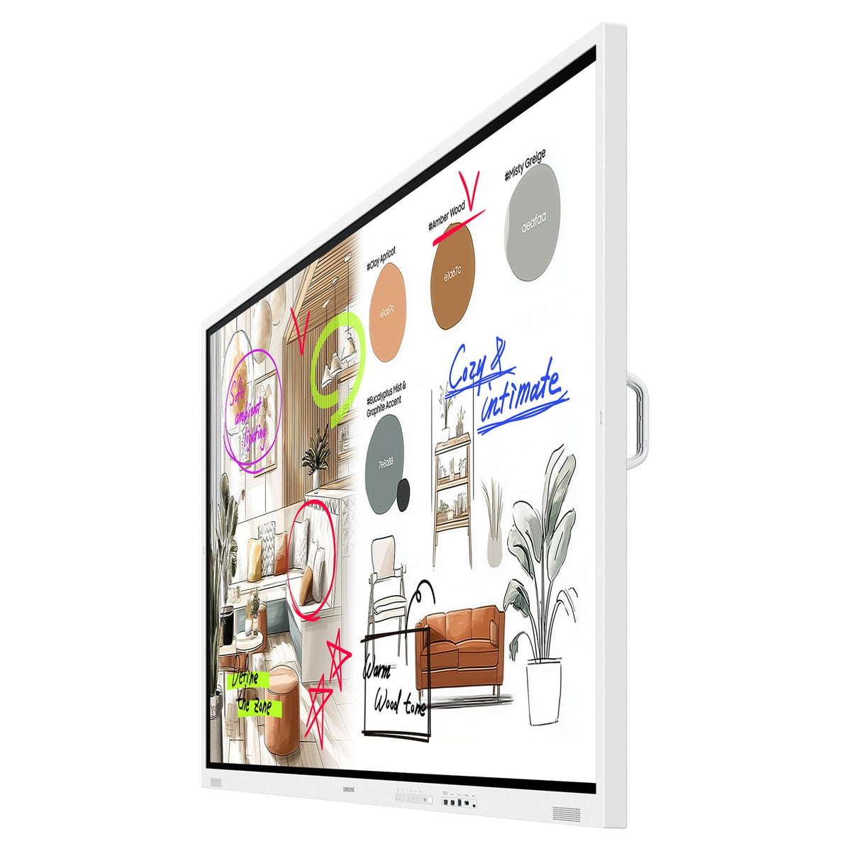 189,2cm/75" (3840x2160) Samsung WM75FX 16:9 4K VA 8ms HDMI USB-C USB LAN WLAN Bluetooth VESA Speaker Touch 12/7 White Gray