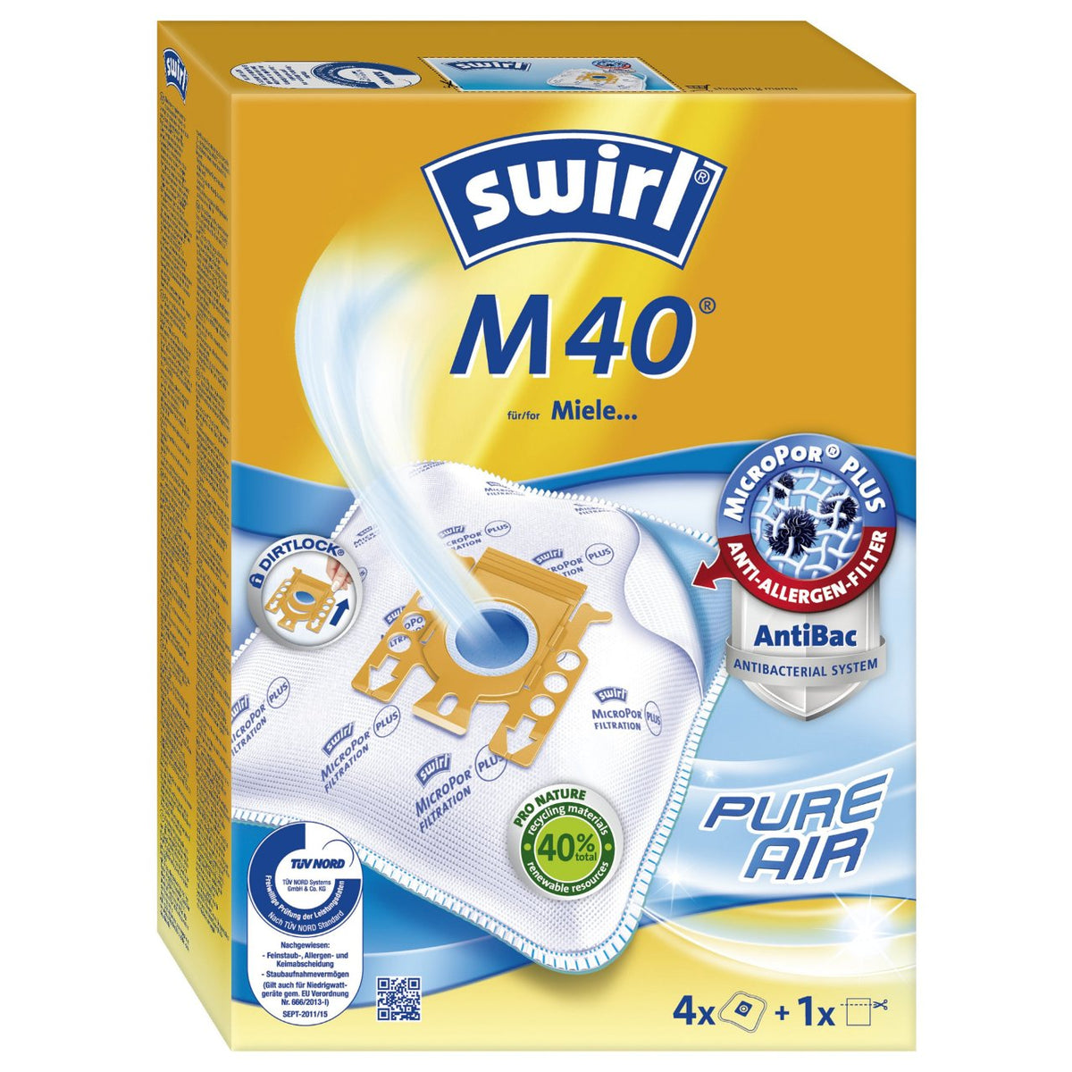 Staubsaugerbeutel M40 EcoPor (4 Beutel, 1 Abluftfilter)
