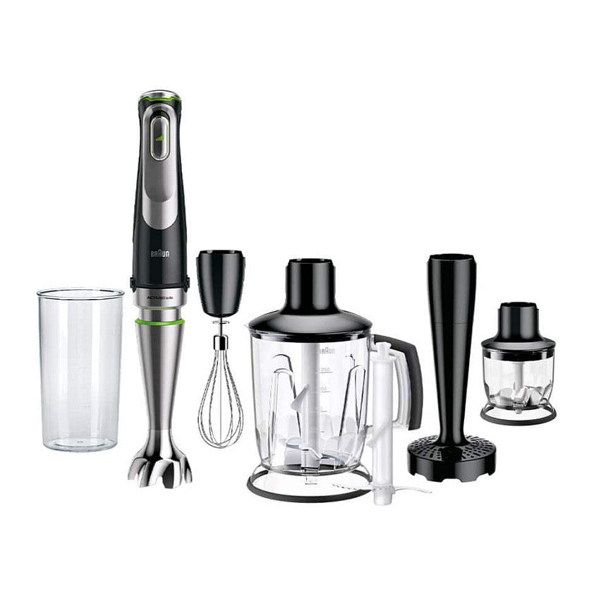 Houshold MultiQuick 9 Stabmixer MQ 9147X (edelstahl/schwarz, 1.200 Watt, mit 2 Zerkleinerern, Kartoffelstampfer, Schneebesen)