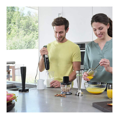Houshold MultiQuick 9 Stabmixer MQ 9147X (edelstahl/schwarz, 1.200 Watt, mit 2 Zerkleinerern, Kartoffelstampfer, Schneebesen)