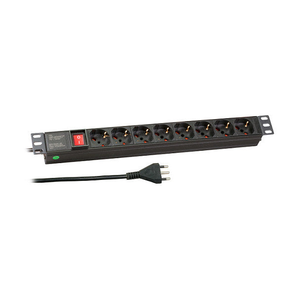 EFB 19" 1HE Steckdosenleiste 8 x IT mit Schalter Alu/sw