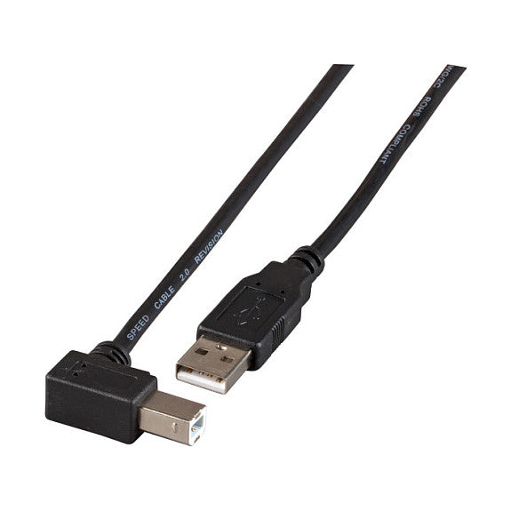 EFB USB2.0 Anschlusskabel A-B (gewinkelt), St.-St., 1,8m, schwarz, Classic