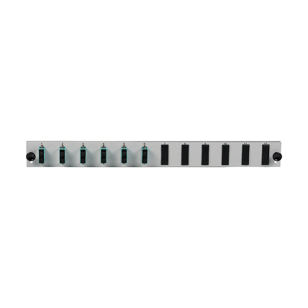 EFB Bestckte 12 Port Frontblende mit 6 x SC Duplex Kupplung OM4 vertikal, grau