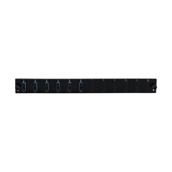 EFB Bestckte 12 Port Frontblende mit 6 x SC Duplex Kupplung OM4 vertikal, grau