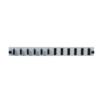 EFB Bestckte 12 Port Frontblende mit 6 x SC Duplex Kupplung OM4 vertikal, grau