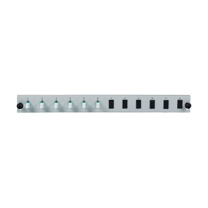 EFB Bestckte 12 Port Frontblende mit 6 x LC Duplex Kupplung OM3 vertikal, grau