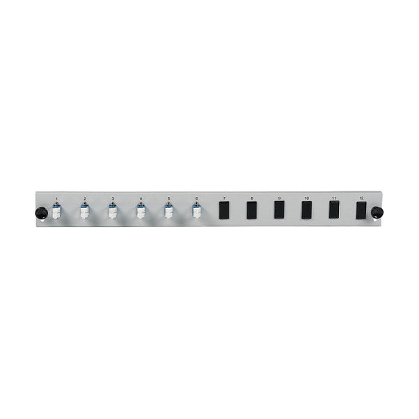 EFB Bestckte 12 Port Frontblende mit 6 x LC Duplex Kupplung OM3 vertikal, grau