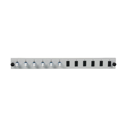 EFB Bestckte 12 Port Frontblende mit 6 x LC Duplex Kupplung OM3 vertikal, grau