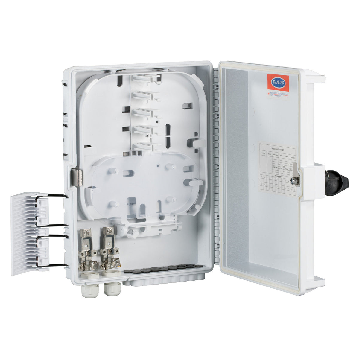 FTTH-BOX-OUT-1 FTTH IP65 Anschlussbox für 16 Fasern 16 Kupplungen u.Faserübe