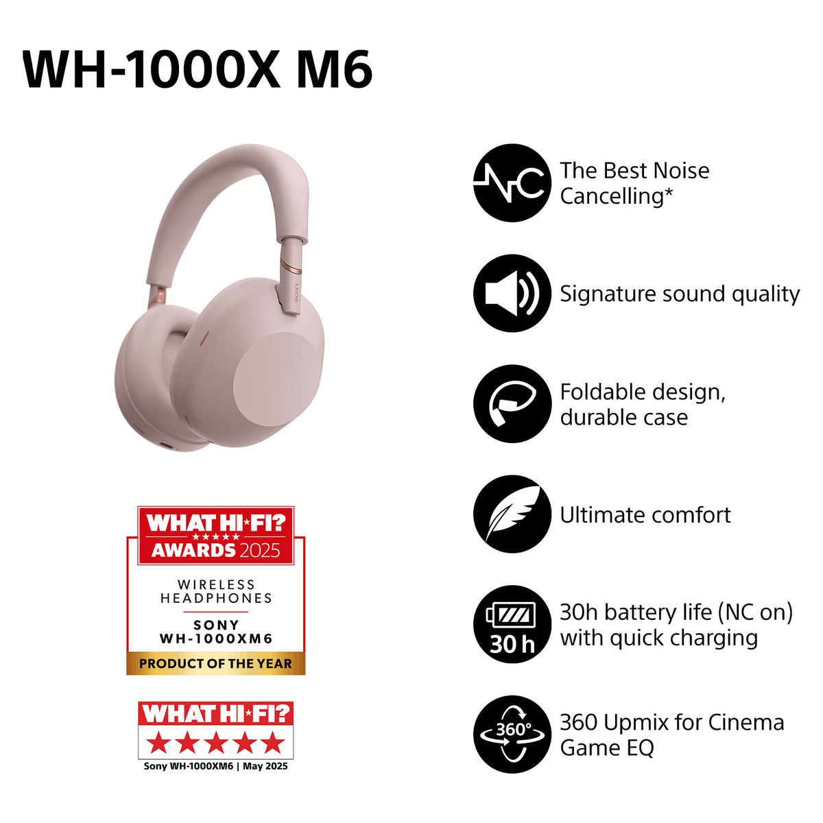 SONY WH-1000XM6 Over-Ear rosa Hi-Res BT-Kopfhrer