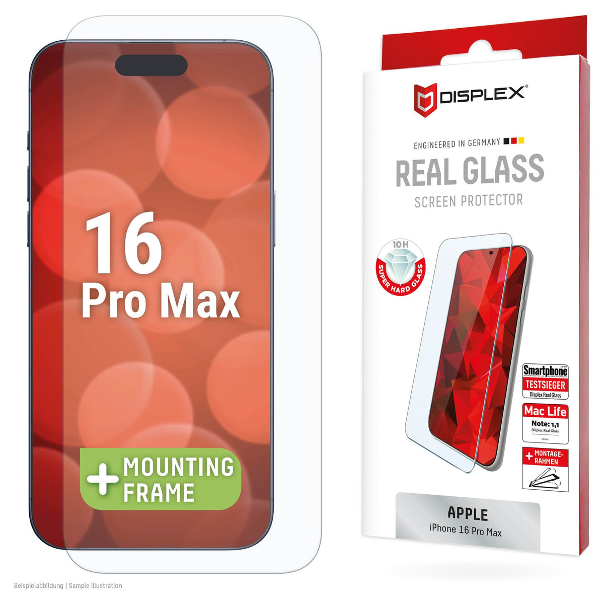 DISPLEX Real Glasschutzfolie für iPhone 16 Pro Max
