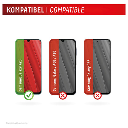 DISPLEX Real Glasschutzfolie für Samsung Galaxy A26 extrem hart & kratzer-resistent, Kantenschutz, Real Glass