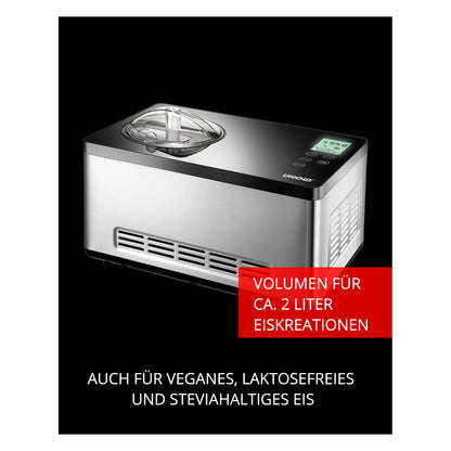 Eismaschine Gusto (edelstahl/schwarz, fr 2.000ml Eiscreme, 180 Watt Kompressor)