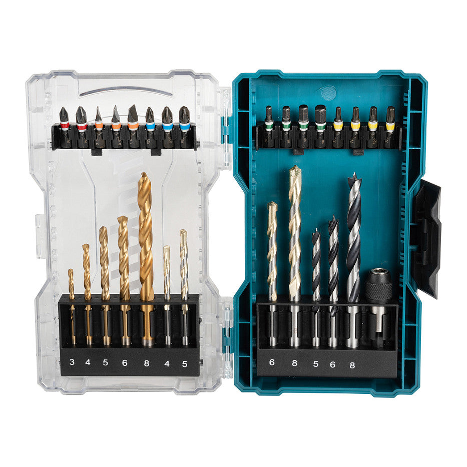 Bohrer- & Bit-Satz E-07054, 29-teilig (Klappbox mit transparentem Deckel)