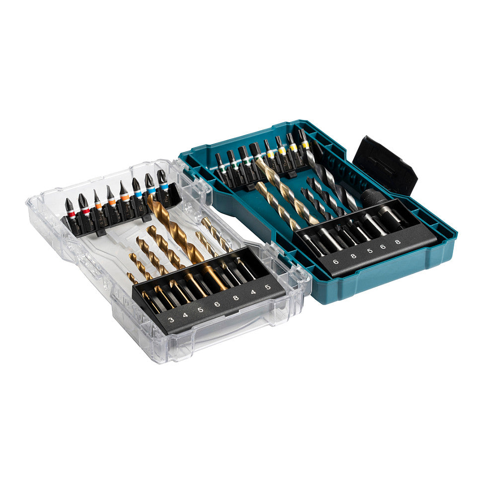 Bohrer- & Bit-Satz E-07054, 29-teilig (Klappbox mit transparentem Deckel)