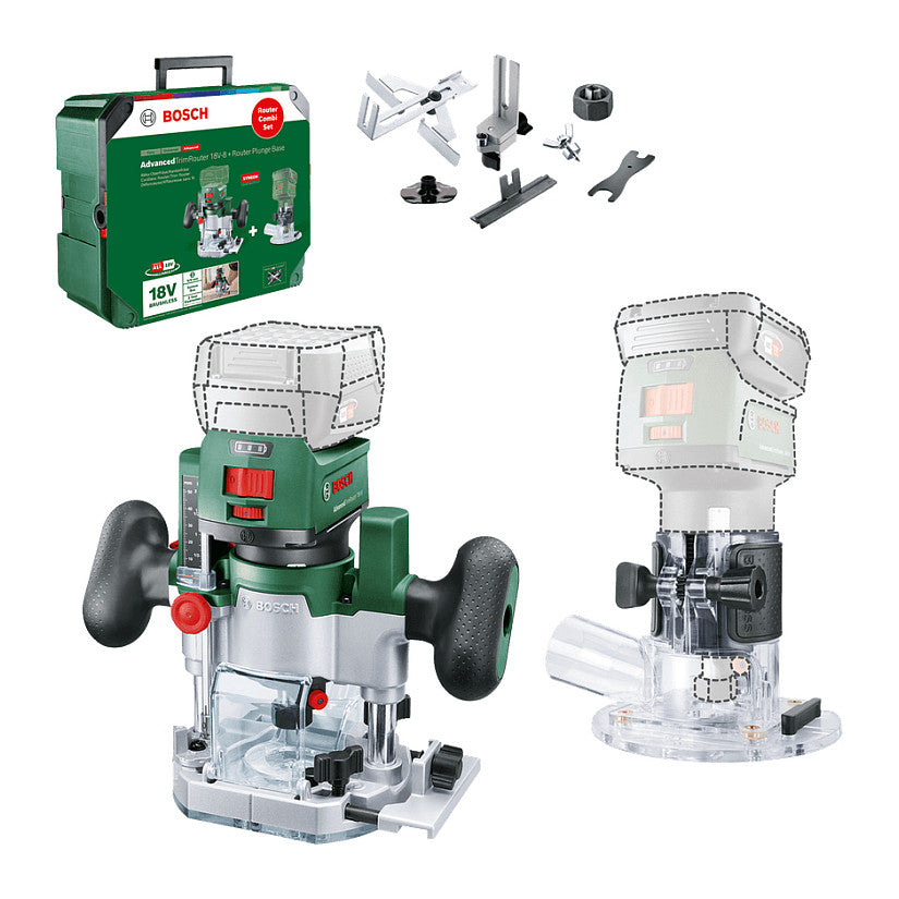 Powertools Akku-Oberfrse AdvancedTrimRouter 18V-8 Combi Set (grn/schwarz, ohne Akku und Ladegert, POWER FOR ALL ALLIANCE)