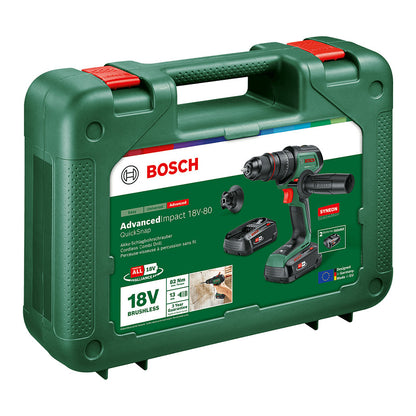 Powertools Akku-Schlagbohrschrauber AdvancedImpact 18V-80 QuickSnap (grn/schwarz, 2x Li-Ionen Akku 2,5Ah, Koffer, POWER FOR ALL ALLIANCE)