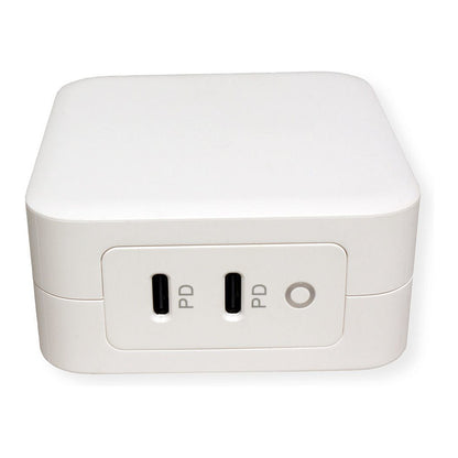 ROLINE USB Charger mit Euro-Stecker, 2 Port Typ-C (PD), GaN, 100W