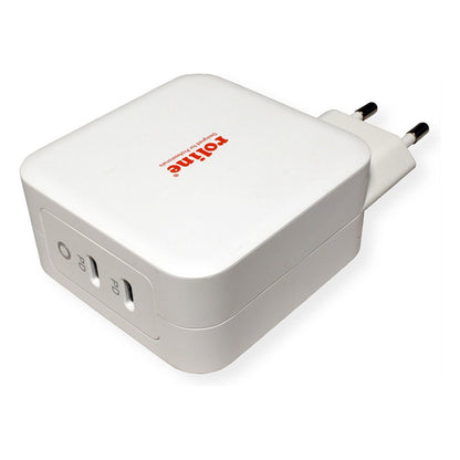 ROLINE USB Charger mit Euro-Stecker, 2 Port Typ-C (PD), GaN, 100W