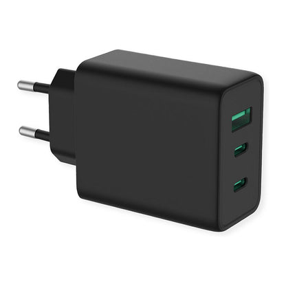 VALUE USB Charger mit Euro-Stecker, 3-Port (Typ-A, 2x Typ-C), 65W, GaN