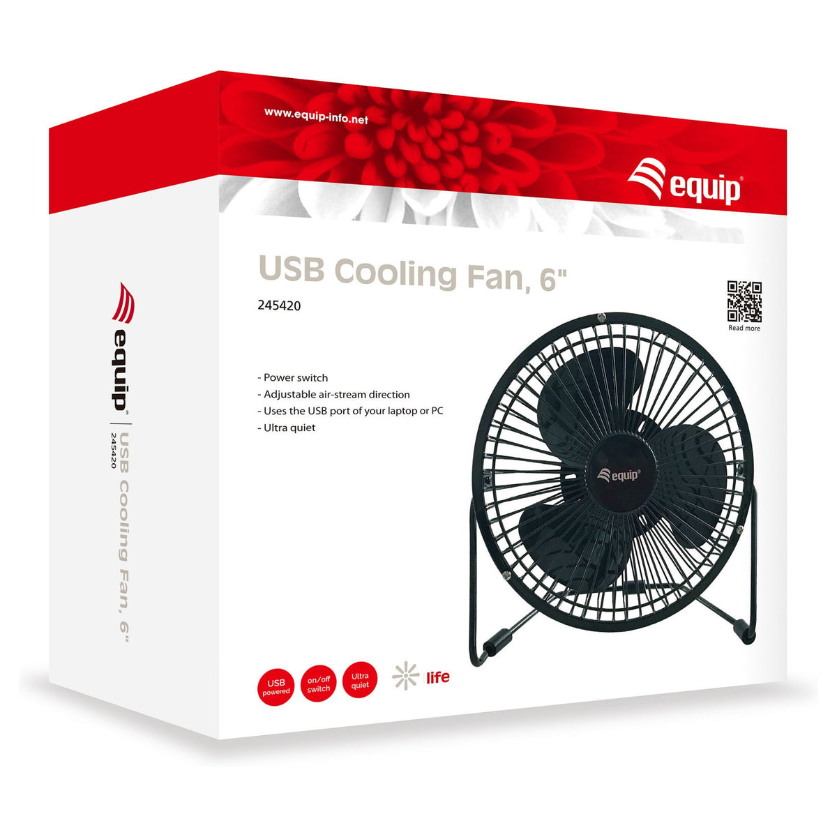 Equip 6" Tischventilator USB Ultra Quiet 0.15m schwarz