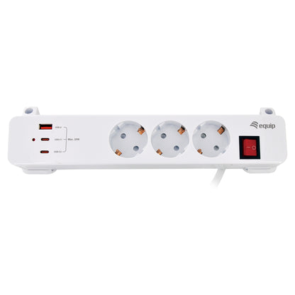 Equip Steckdosenleiste CEE7/7 90°->3xSchuko/2xUSBC+USBA