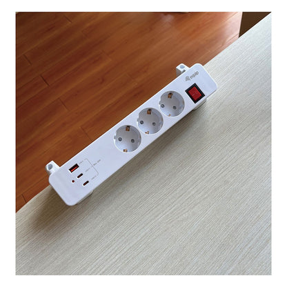 Equip Steckdosenleiste CEE7/7 90°->3xSchuko/2xUSBC+USBA