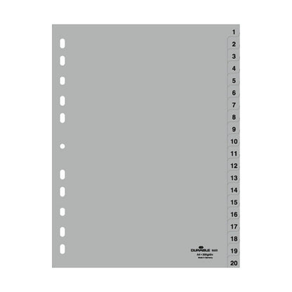 Zahlenregister A4 1-20 PP volldeckend grau