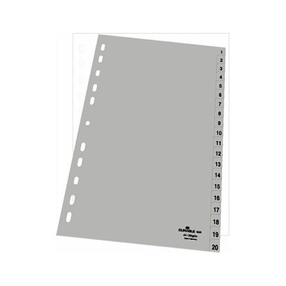 Zahlenregister A4 1-20 PP volldeckend grau