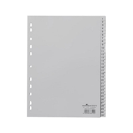 Zahlenregister A4 1-31 PP volldeck. grau