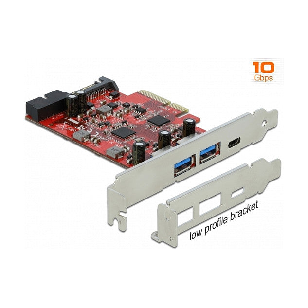 PCI Express x4 Karte zu 1 x extern USB Type-C™ Buchse + 2 x extern USB Typ-A Buchse SuperSpeed USB 10 Gbps + 1 x intern USB 5 Gbps Pfostensteck