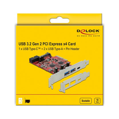 PCI Express x4 Karte zu 1 x extern USB Type-C™ Buchse + 2 x extern USB Typ-A Buchse SuperSpeed USB 10 Gbps + 1 x intern USB 5 Gbps Pfostensteck