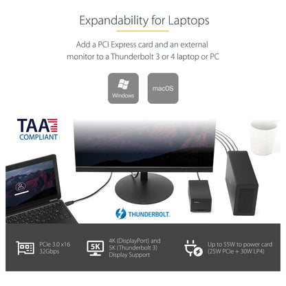 STARTECH.COM Thunderbolt 3 PCIe Erweiterungsgehuse mit DisplayPort - PCIe x16 - TB 3 PCIe Gehuse - Thunderbolt 3 PCI Express