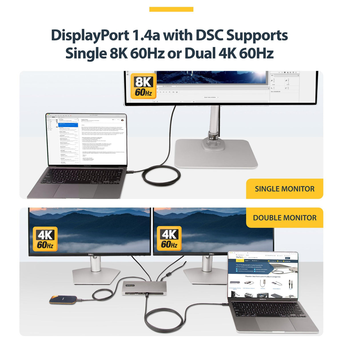STARTECH.COM 2m Aktives Thunderbolt 4 Kabel 40 Gbit/s 100W PD 8K Display Kabel kompatibel mit USB4 Thunderbolt 3 USB-C DisplayPort