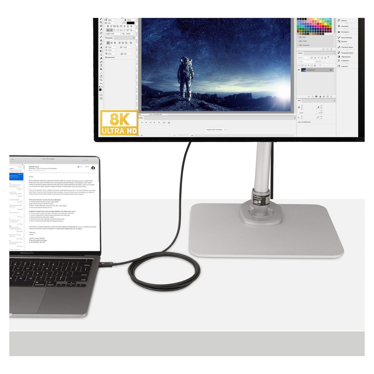 STARTECH.COM 2m Aktives Thunderbolt 4 Kabel 40 Gbit/s 100W PD 8K Display Kabel kompatibel mit USB4 Thunderbolt 3 USB-C DisplayPort