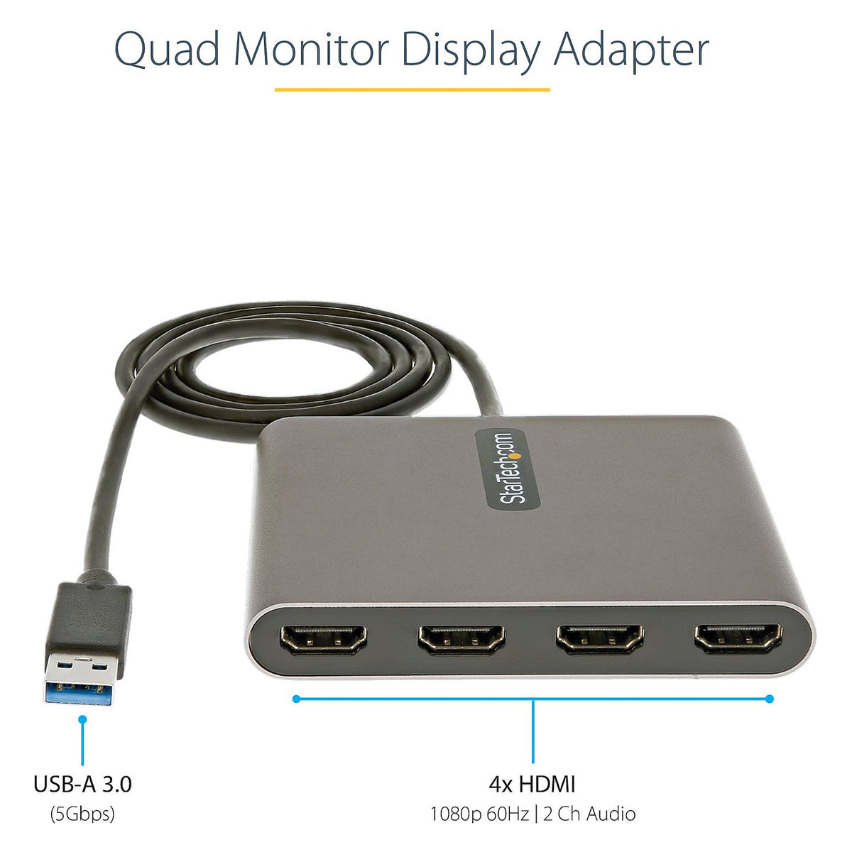 STARTECH.COM USB 3.0 to 4x HDMI adapter - External video and Graphics card - 1080p 60Hz - Windows