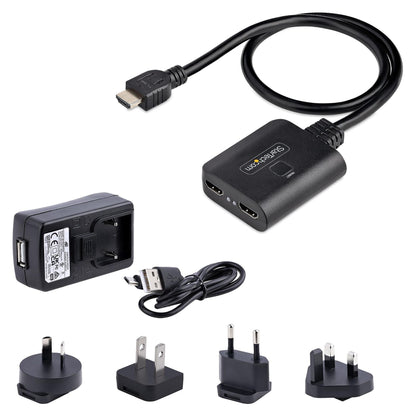 STARTECH.COM 2-Port HDMI Splitter 4K 60Hz HDMI 2.0 Video 4K HDMI Splitter 1In 2Out 1x2 HDMI Verteiler 4k HDR/HDCP Dual HDMI Splitter