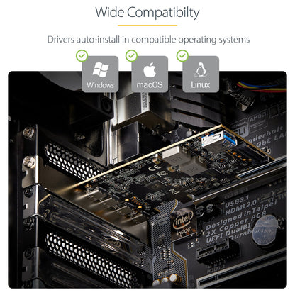 STARTECH.COM 5-Port USB-C PCIe Karte USB 3.2 10 Gbit USB C PCI Express USB C Erweiterungskarte 4x USB-C 1x USB-A Intern