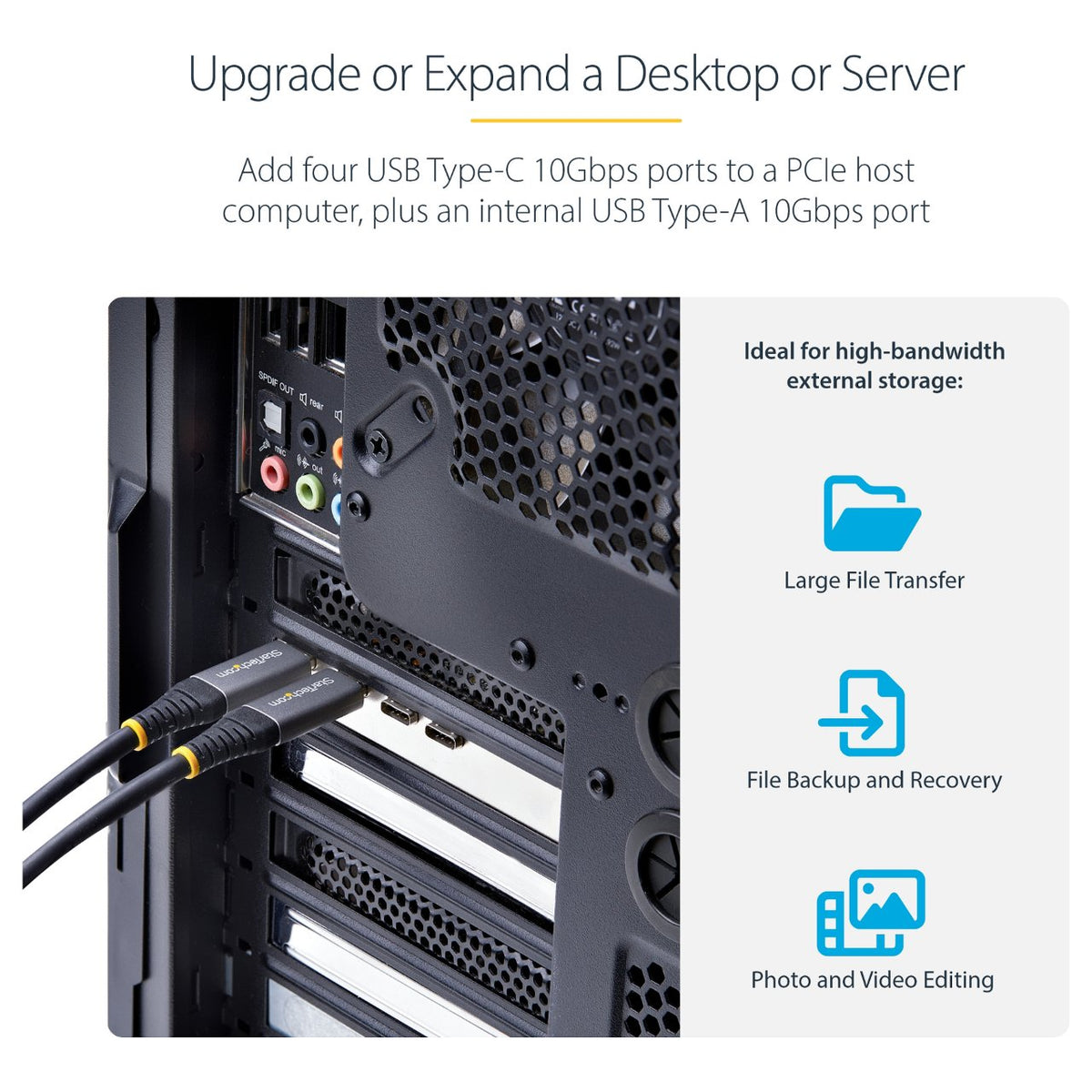 STARTECH.COM 5-Port USB-C PCIe Karte USB 3.2 10 Gbit USB C PCI Express USB C Erweiterungskarte 4x USB-C 1x USB-A Intern