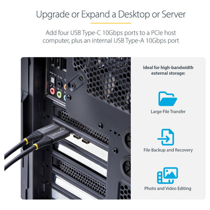 STARTECH.COM 5-Port USB-C PCIe Karte USB 3.2 10 Gbit USB C PCI Express USB C Erweiterungskarte 4x USB-C 1x USB-A Intern