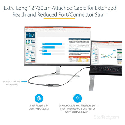 STARTECH.COM USB-C auf DisplayPort Adapter - 8K/4K 60Hz DisplayPort 1.4 Dongle - Kompatibel mit Thunderbolt 3 - 30cm Kabel