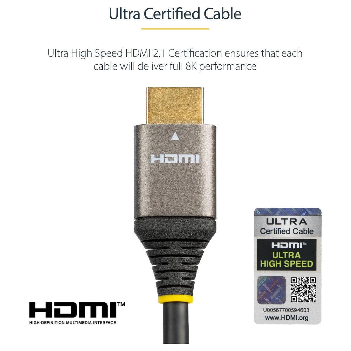 STARTECH.COM 2m Ultra High Speed HDMI Cable - 8K 60Hz - Certified HDMI Cable - HDMI 2.1 - 30 AWG
