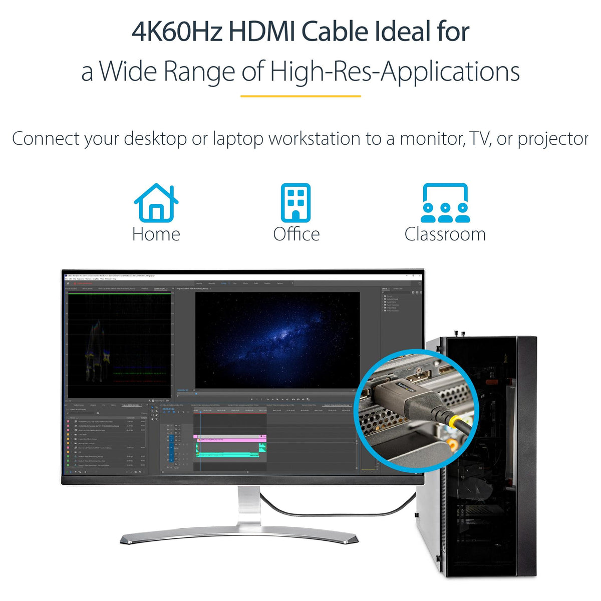 STARTECH.COM 2m Premium Certified HDMI 2.0 Cable - High Speed Ultra HD 4K 60Hz HDMI Cable with Ethernet - HDR10 ARC